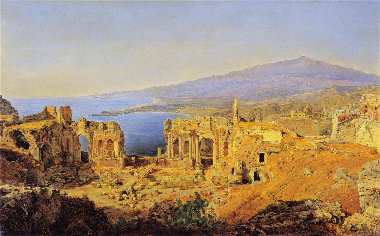 The ruin of the Greek theater in Taormina, Sicily — Ferdinand Georg Waldmüller